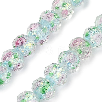 Handmade Foil Lampwork Beads Strands FOIL-S136-001G-1