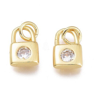 Brass Micro Pave Cubic Zirconia Charms KK-M206-32G-04-1