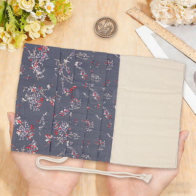 Flower Printed Polyester Cloth Knitting Tools Storage Roll Bags AJEW-WH20054-349B-1