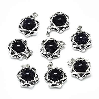 Synthetic Blue Goldstone Pendants G-R485-01I-1