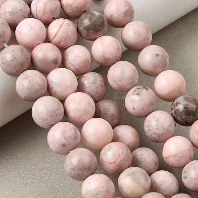 Natural Pink Zebra Jasper Beads Strands G-P231-01-10mm-1