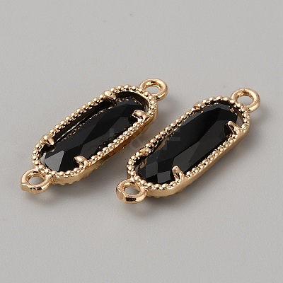 Golden Plated Brass Pave Glass Connector Charms FIND-WH0110-728G-02-1