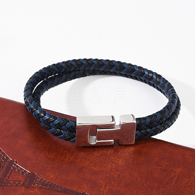 Braided Microfiber Leather Cord Bracelets for Women Men BJEW-D304-17P-01-1