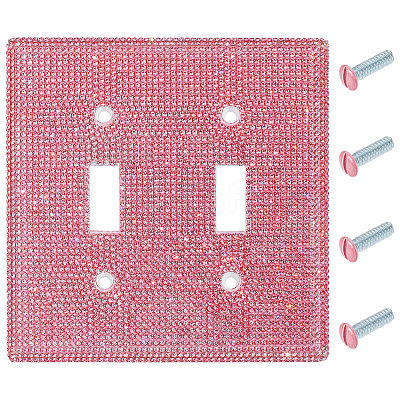 Plastic Rhinestone Receptacle Outlet Wall Plate AJEW-WH0696-349-1