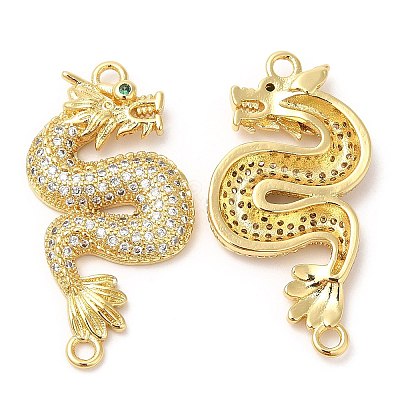 Brass Micro Pave Clear Cubic Zirconia Connector Charms KK-Q775-08G-1