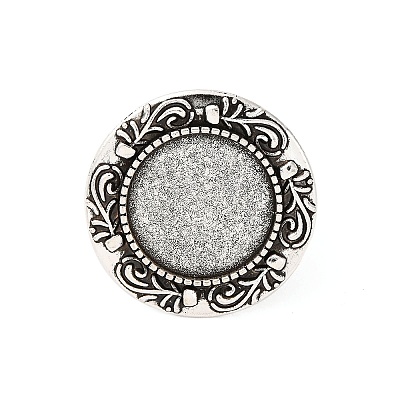 Vintage Adjustable Iron Finger Ring Components Alloy Cabochon Bezel Settings PALLOY-O039-08AS-1
