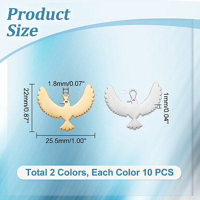 20Pcs 2 Colors 304 Stainless Steel Pendants STAS-UN0048-29-1