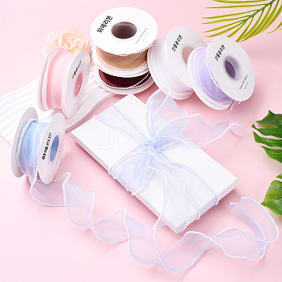 1Roll 5 Yards ABS Pearl Edged Mesh Ribbon for Bowknot Making OCOR-YW0001-13A-1