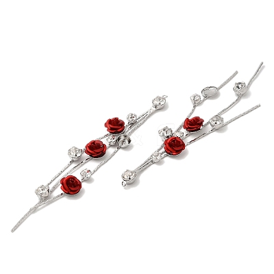 Platinum Brass with Glass Rhinestone Tassel Big Pendants KK-B074-14P-04-1