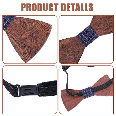 1Pc Wood Bow Ties for Bridegroom AJEW-CA0004-59B-1