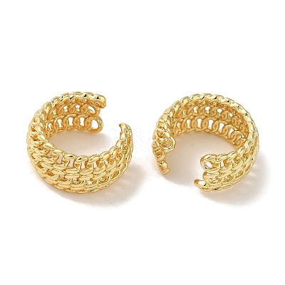 Rack Plating Curb Chain Brass Cuff Earrings for Women EJEW-P272-10G-1