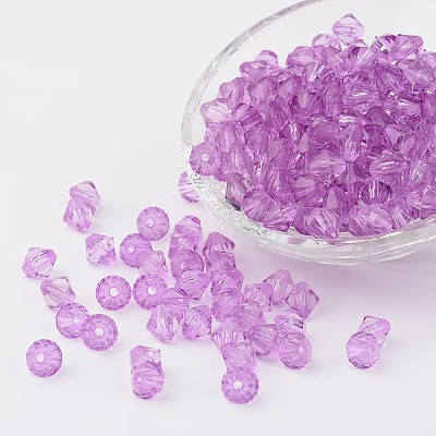 Faceted Bicone Transparent Acrylic Beads LS-DBB6mm-75-1