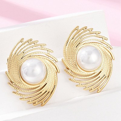 304 Stainless Steel Stud Earrings EJEW-G423-31D-G-1