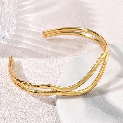304 Stainless Steel Wavy Cuff Bangles SA-CBA46AF-30G-1