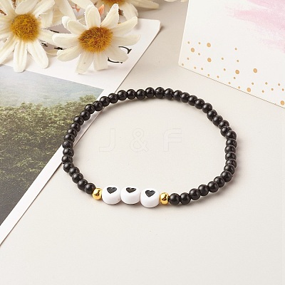 Pray & Love Acrylic Beads Stretch Bracelet Set for Gift BJEW-JB06679-1