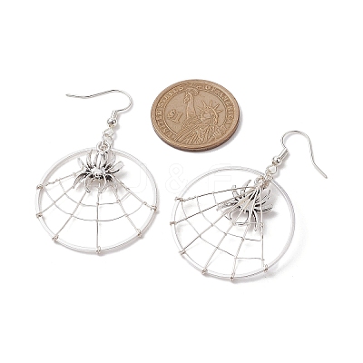 Spider Alloy Dangle Earrings EJEW-TA00404-1