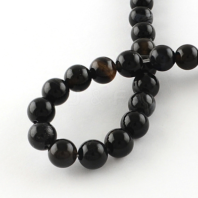 Natural Black Onyx Round Bead Strands X-G-R198-14mm-1