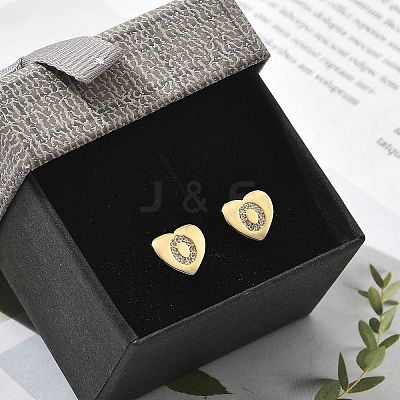 Rack Plating Brass Micro Pave Clear Cubic Zirconia Stud Earrings EJEW-K299-01G-O-1