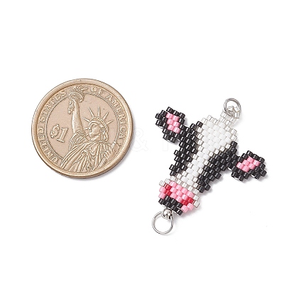 Glass Seed Beaded Links Connector Charms PALLOY-MZ01045-1