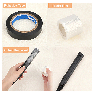 3 Rolls 3 Style Plastic Racket Hand Glue Base Film AJEW-GA0003-96A-1