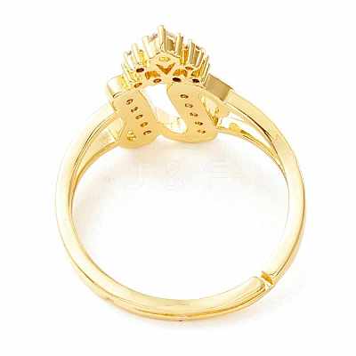 Clear Cubic Zirconia Initial Letter with Crown Adjustable Ring RJEW-M139-17U-1