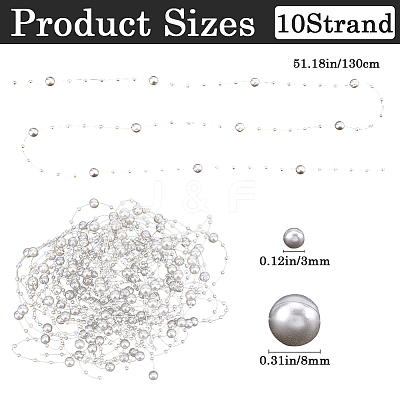 10 Strands Acrylic Imitation Pearl Beaded Trim Garland Strand OCOR-GF0001-45-03-1