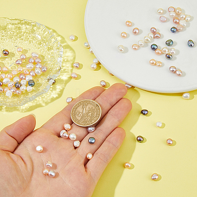 120Pcs 6 Colors Natural Cultured Freshwater Pearl Beads PEAR-HS0001-33-1