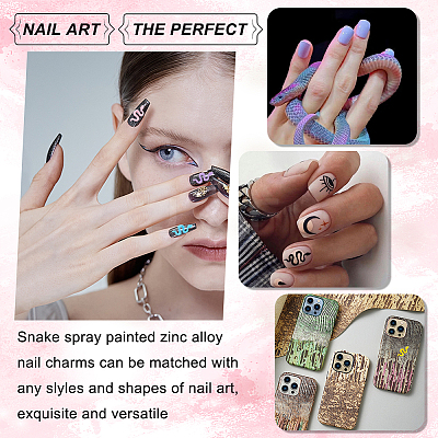 28Pcs 14 Style Snake Spray Painted Zinc Alloy Cabochons MRMJ-AR0001-17-1