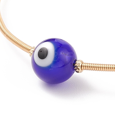 Lampwork Round with Evil Eye Beaded Cuff Bangle BJEW-JB08333-03-1