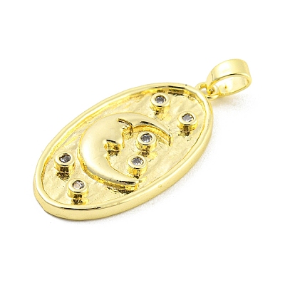 Brass Micro Pave Clear Cubic Zirconia Pendants KK-P263-04B-G-1