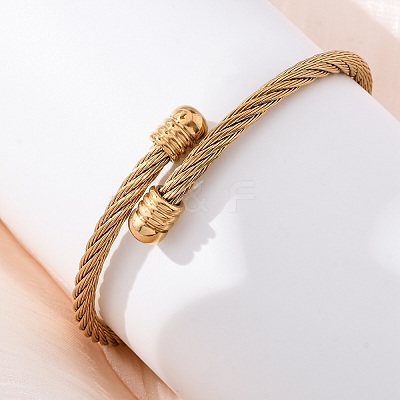 304 Stainless Steel Torque Bangles for Women BJEW-G584-18G-1
