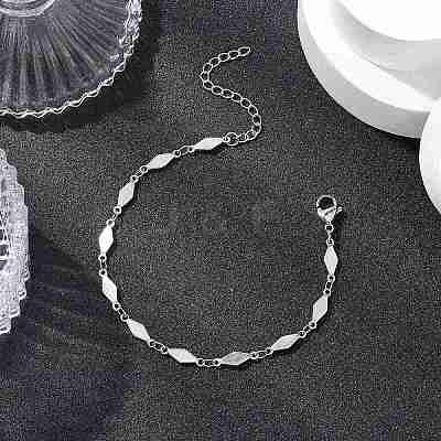 304 Stainless Steel Rhombus Link Chain Bracelets for Women BJEW-JB11603-02-1