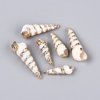 Electroplated Natural Shell Pendants BSHE-Q020-06-1