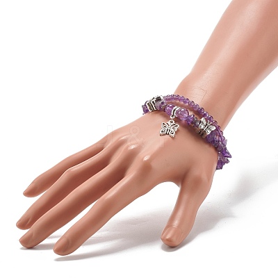 Mixed Stone Chip Beads Reiki Healing Multi-strand Bracelet BJEW-JB07052-M-1