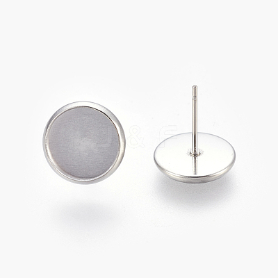 Tarnish Resistant Eco-Friendly 316 Surgical Stainless Steel Stud Earring Settings STAS-F181-01P-10mm-1