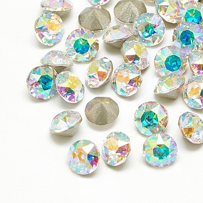 Pointed Back Glass Rhinestone Cabochons RGLA-T110-6mm-001AB-1