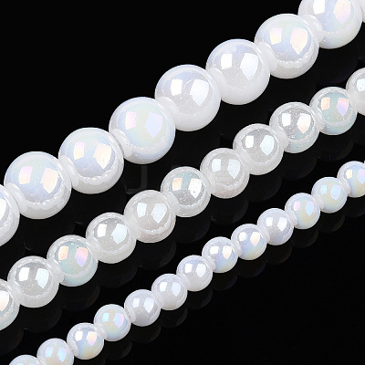 Electroplate Imitation Jade Glass Beads Strands GLAA-T032-J4mm-AB01-1