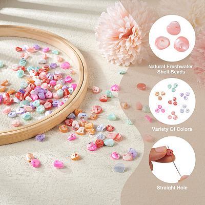 280Pcs 7 Colors Natural Freshwater Shell Beads SHEL-FW0001-02-1
