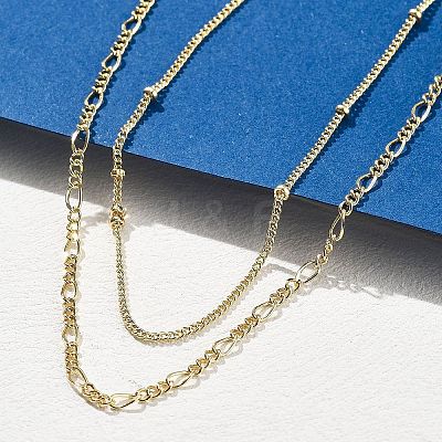 Brass Double Layer Necklaces NJEW-D302-53G-1