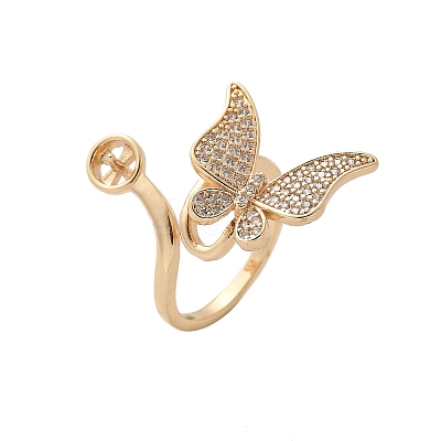 Butterfly Brass Micro Pave Cubic Zirconia Cuff Ring Setting KK-A244-01H-G-1