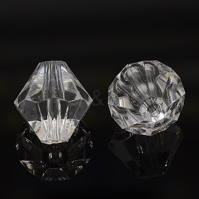Faceted Bicone Transparent Acrylic Beads DBB18MM01-1