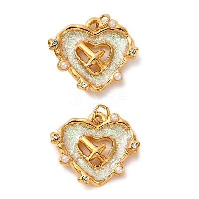 304 Stainless Steel Enamel Pendants STAS-U061-21G-01-1