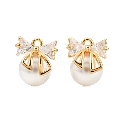 Brass Micro Pave Cubic Zirconia Charms KK-F902-05G-1
