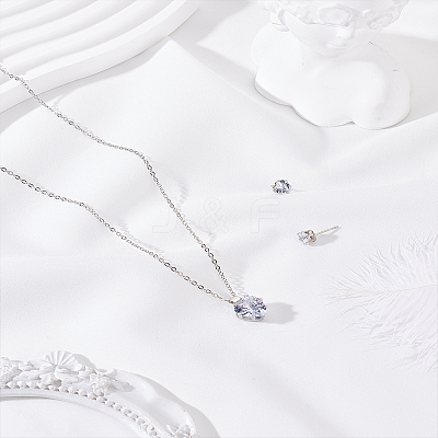 Heart Glass Pendant Necklaces & Stud Earrings Sets SJEW-LP0001-35-1