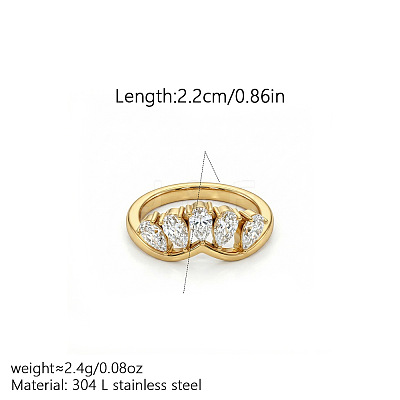 304 Stainless Steel Micro Pave Cubic Zirconia Finger Rings WG84F78-01-1