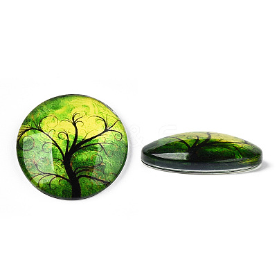 Half Round/Dome Tree Pattern Glass Flatback Cabochons for DIY Projects LS-GGLA-Q037-25mm-M28-06-1