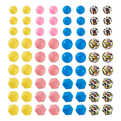 96Pcs 12 Styles Food Grade Eco-Friendly Silicone Beads SIL-TA0003-54-1