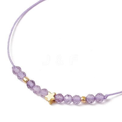 Natural Round Amethyst Beads Braided Bead Bracelets for Women BJEW-JB11655-04-1
