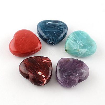 Heart Imitation Gemstone Acrylic Beads OACR-R018-M-1