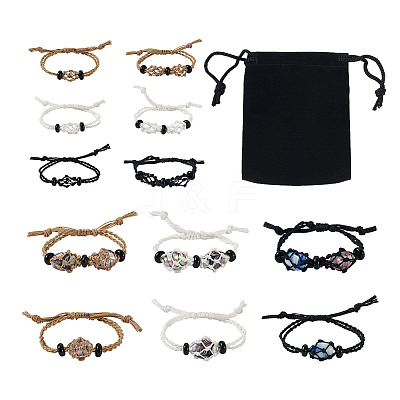 6Pcs Adjustable Braided Waxed Polyester Cord Macrame Pouch Bracelet Making BJEW-FW0001-04-1
